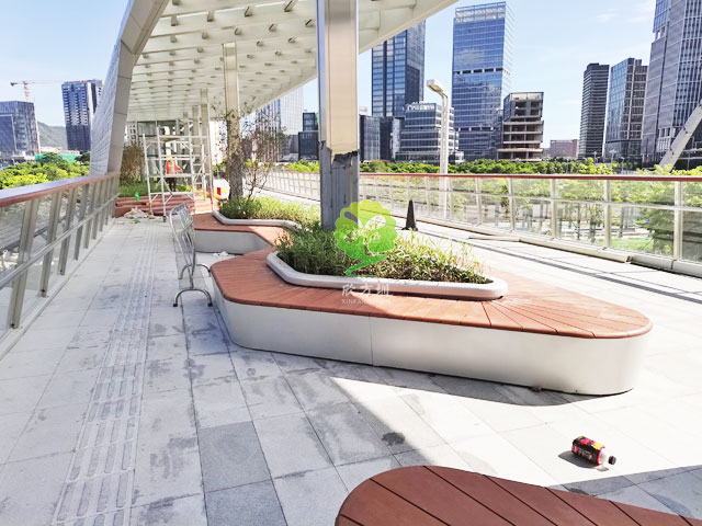 不銹鋼花池坐凳美化深圳前海跨街公園G9天橋城市戶(hù)外景觀