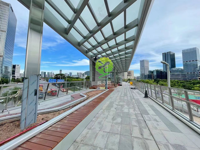 不銹鋼花池坐凳美化深圳前海跨街公園G9天橋城市戶(hù)外景觀